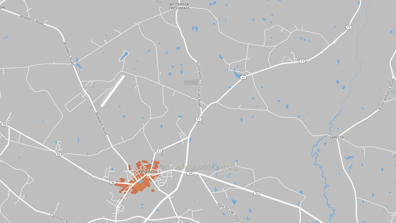 Bike Grade map of Kenansville, NC