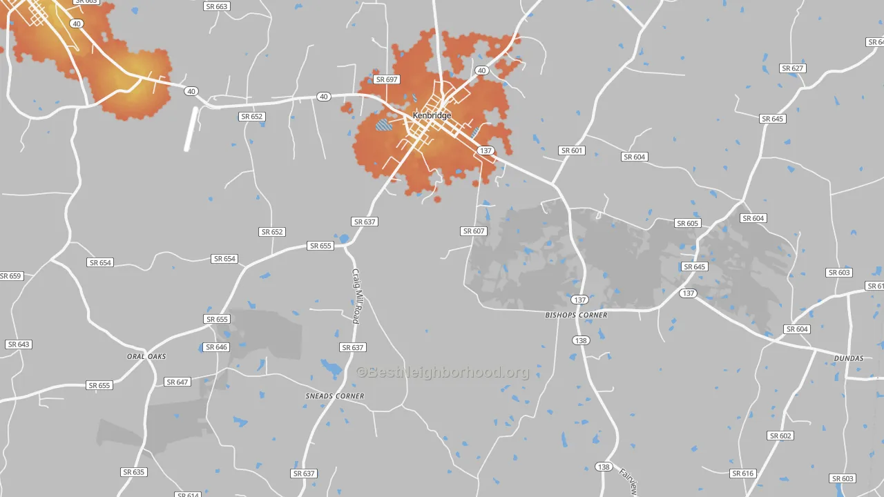 Bike Grade map of Kenbridge, VA