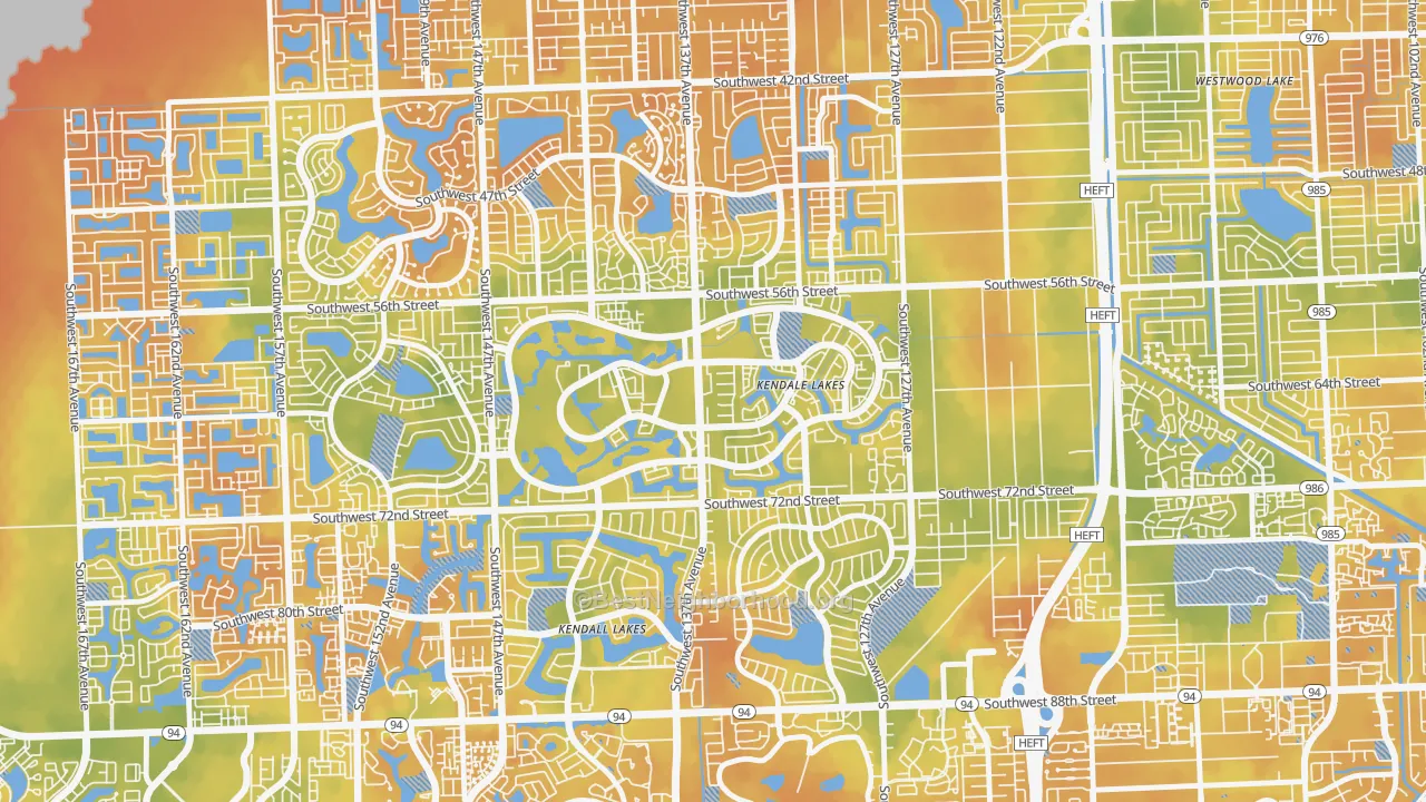 Bike Grade map of Kendale Lakes, FL