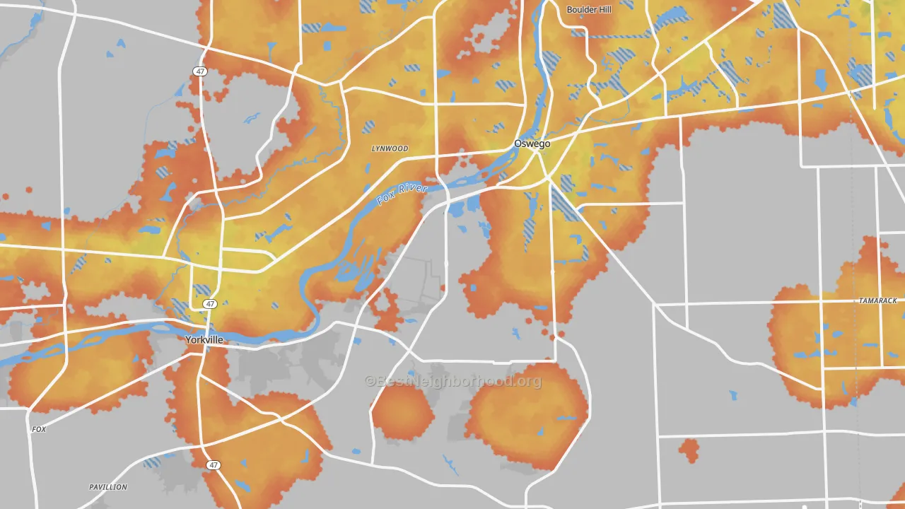 Bike Grade map of Kendall County, IL