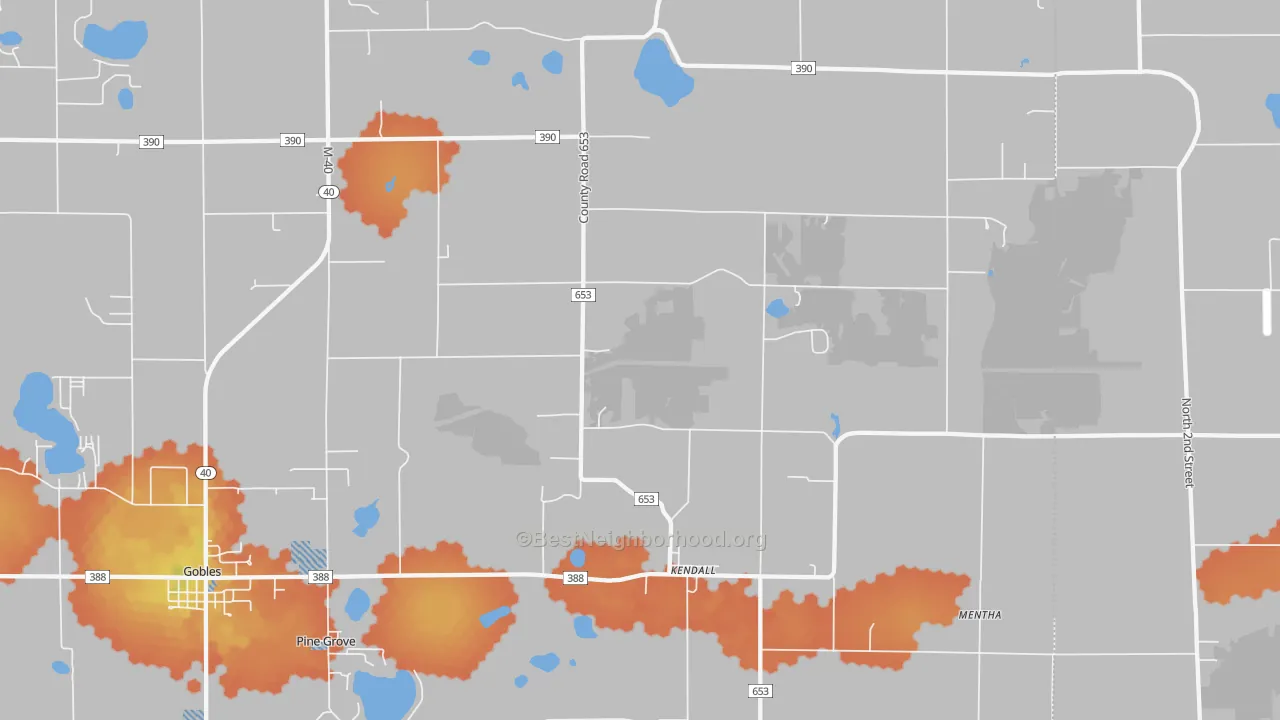 Bike Grade map of Kendall, MI