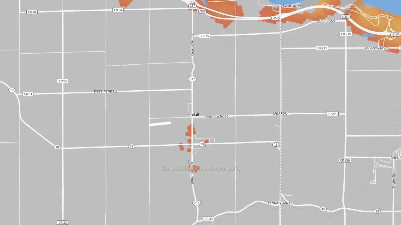Bike Grade map of Kendall, NY