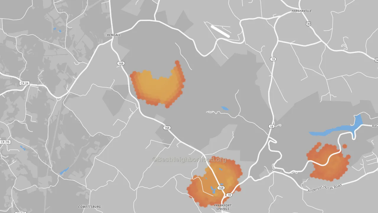 Bike Grade map of Kendall, PA