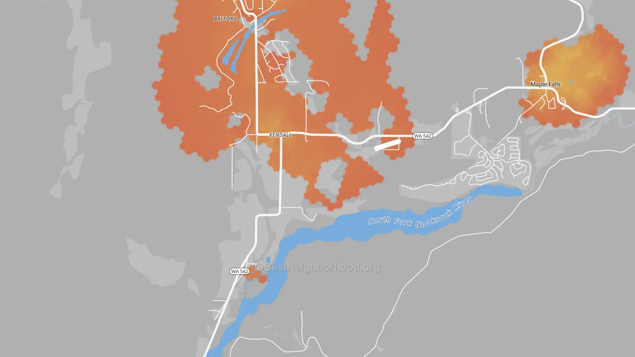 Bike Grade map of Kendall, WA