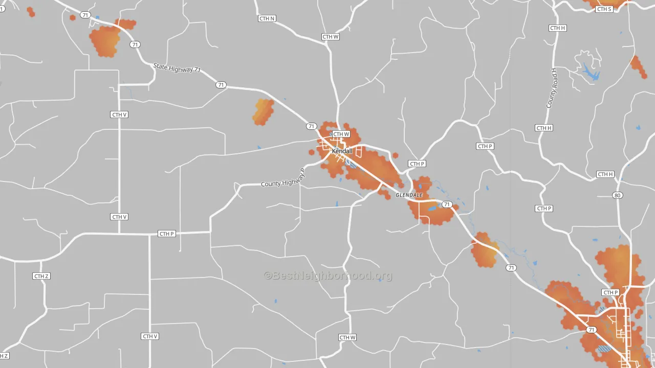Bike Grade map of Kendall, WI
