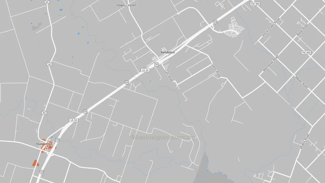 Bike Grade map of Kendleton, TX