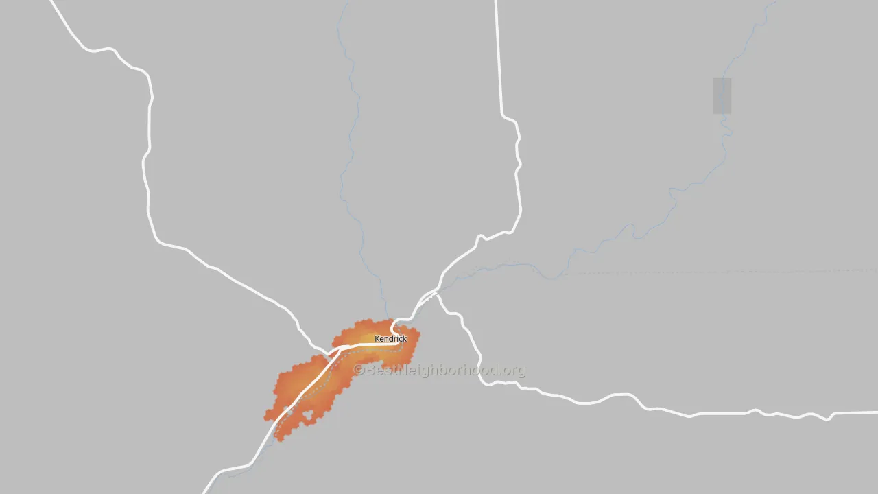 Bike Grade map of Kendrick, ID