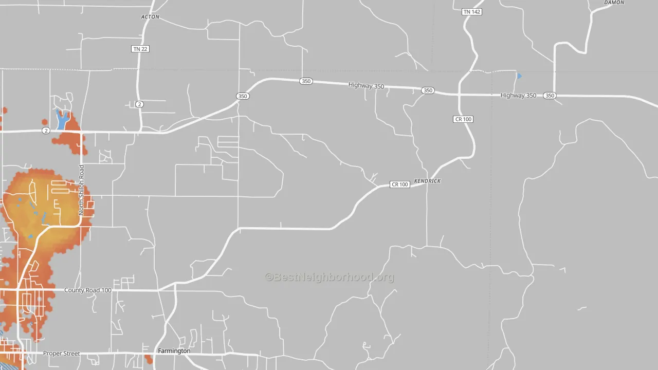 Bike Grade map of Kendrick, MS