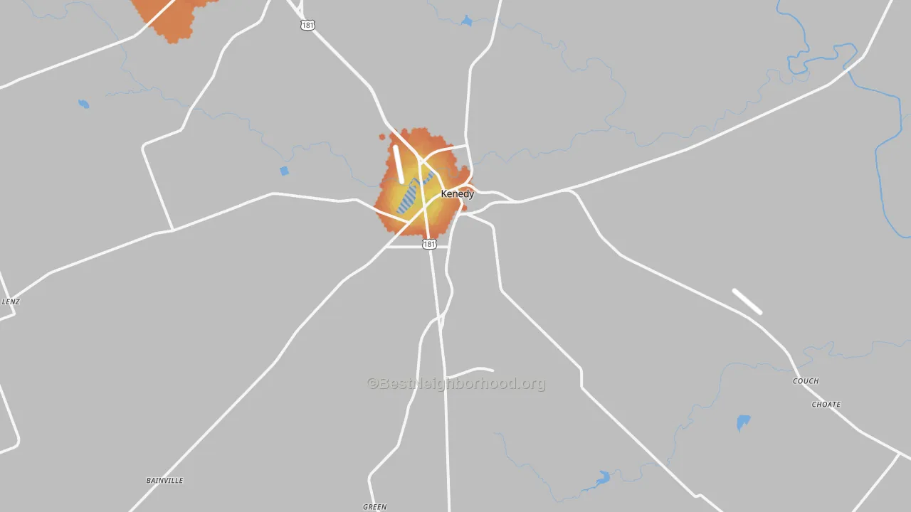Bike Grade map of Kenedy, TX