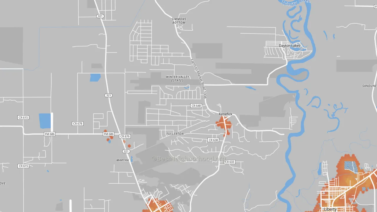 Bike Grade map of Kenefick, TX