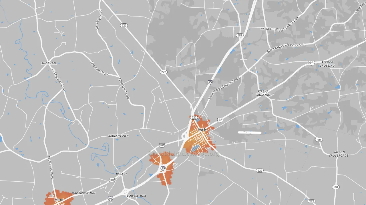 Bike Grade map of Kenly, NC