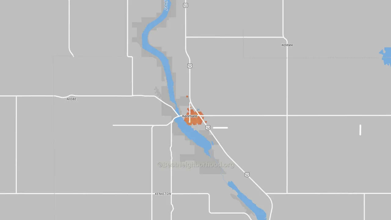 Bike Grade map of Kenmare, ND