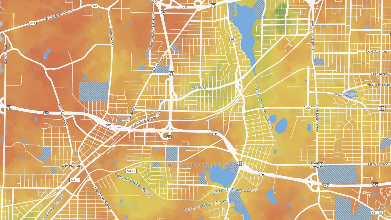 Bike Grade map of Kenmore, Akron, OH