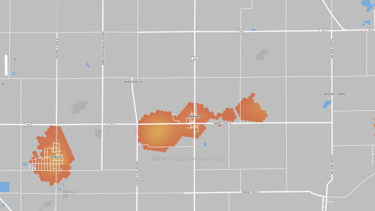 Bike Grade map of Kennard, IN