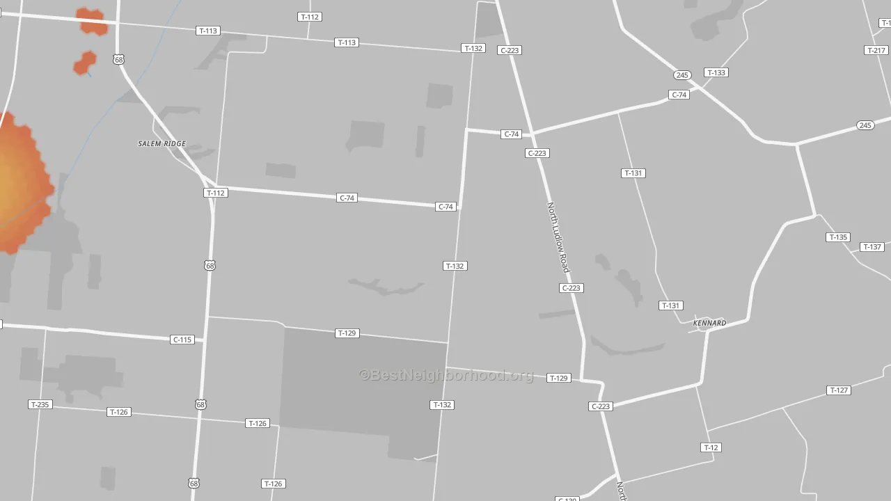 Bike Grade map of Kennard, OH
