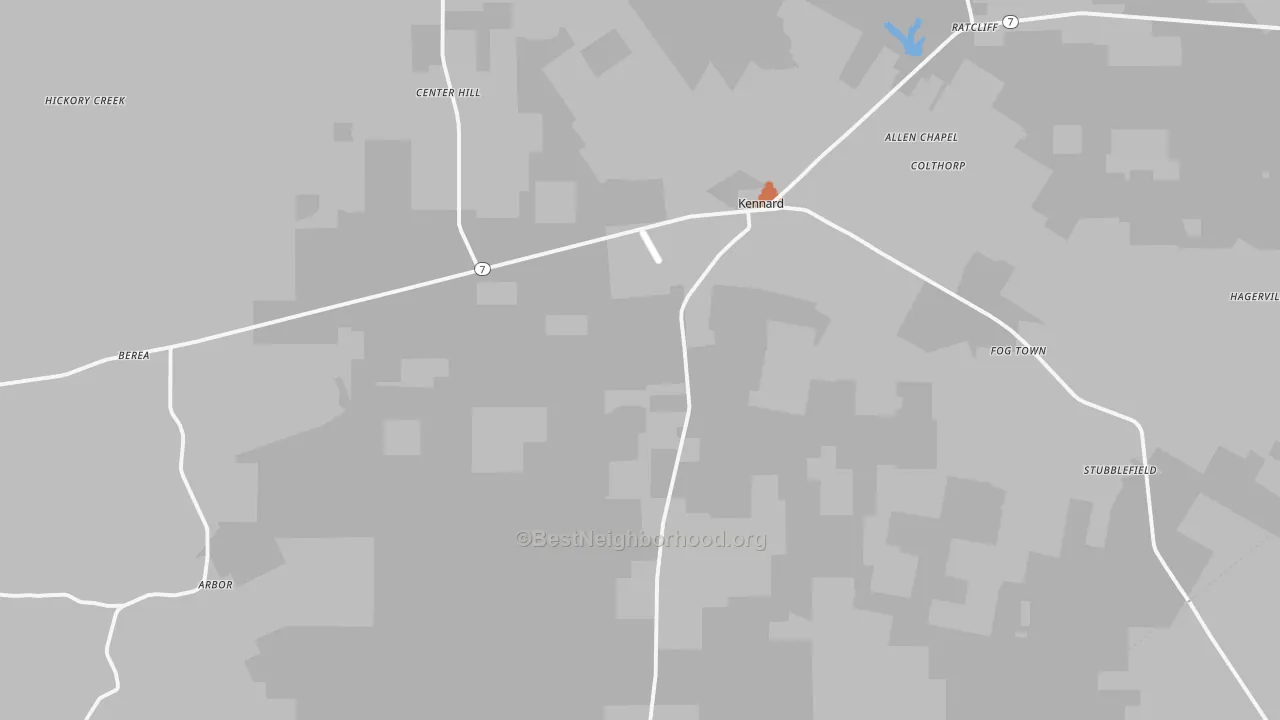 Bike Grade map of Kennard, TX