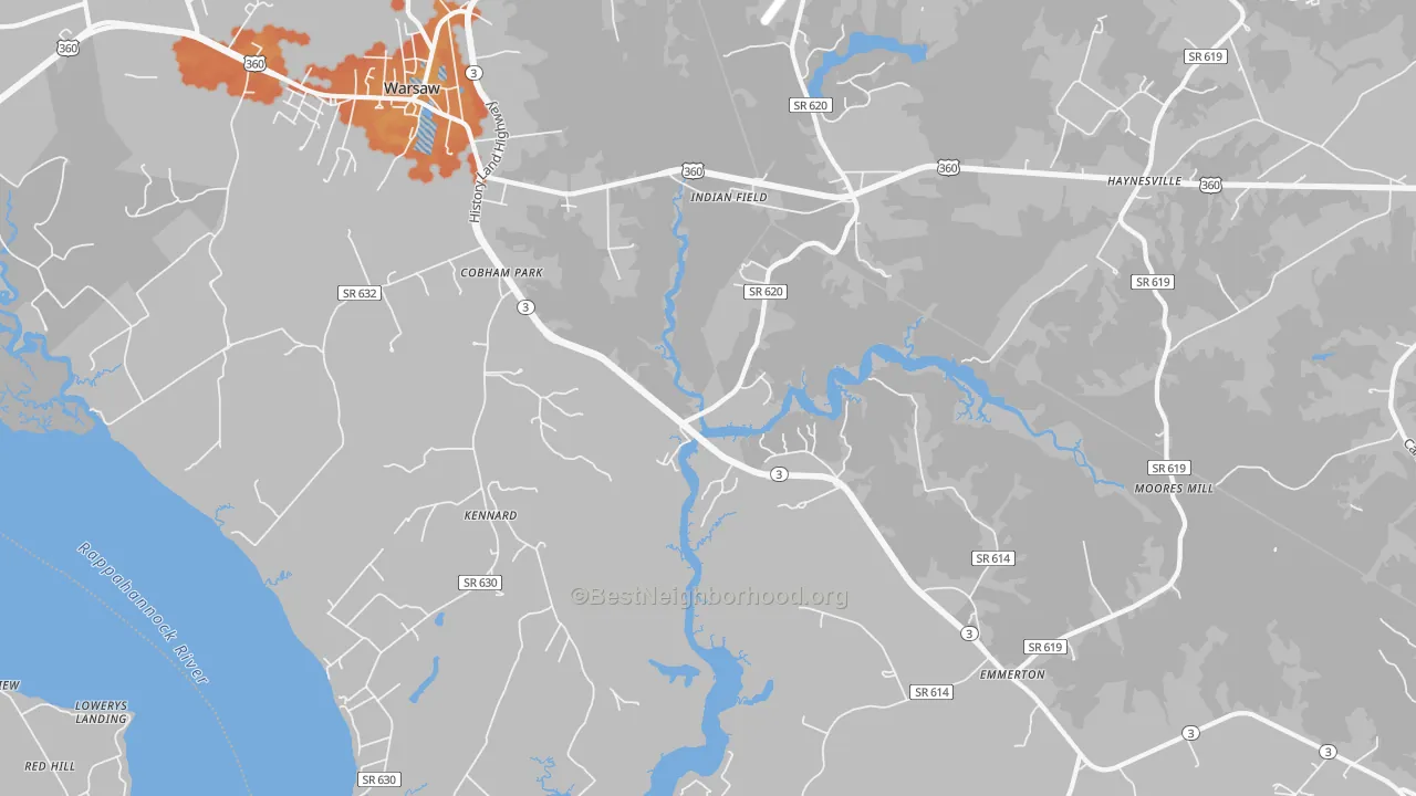 Bike Grade map of Kennard, VA