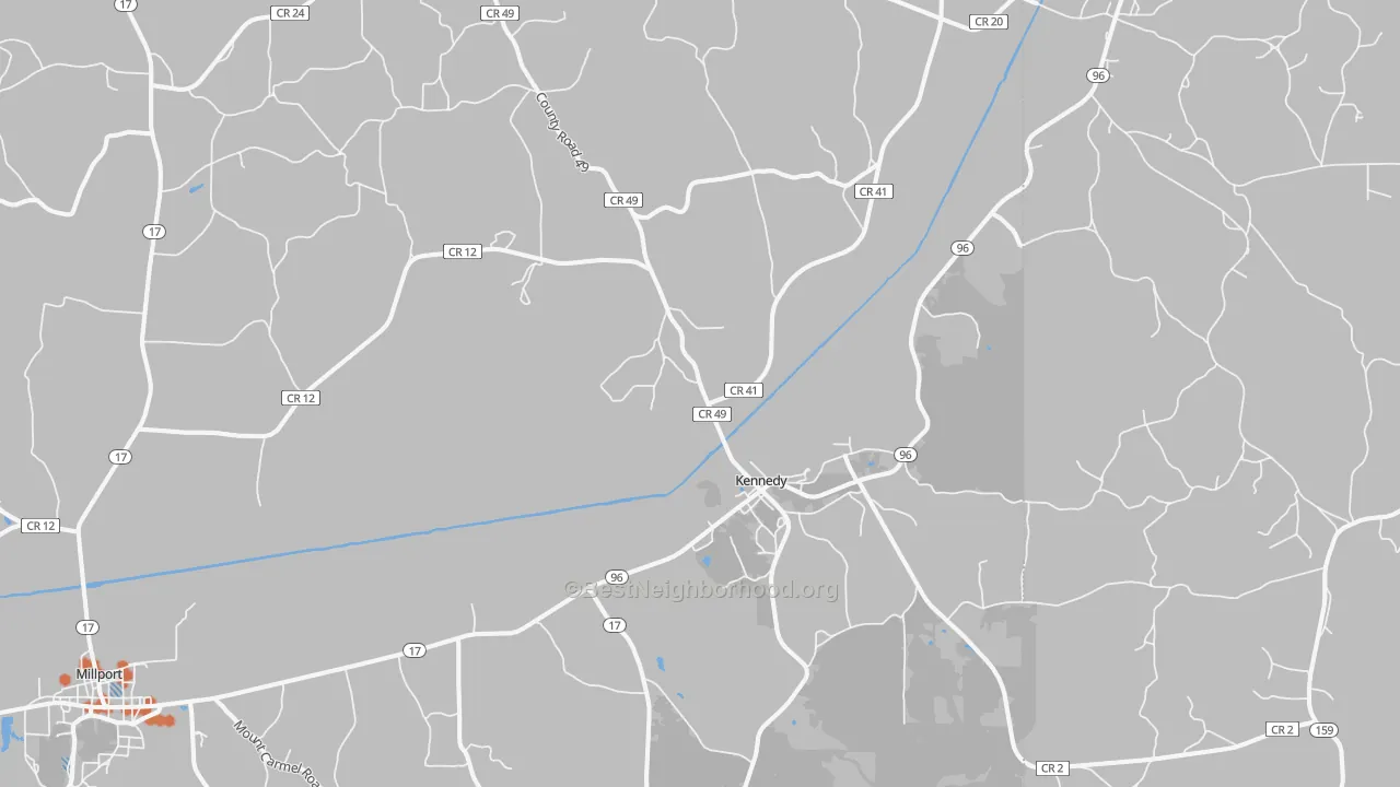 Bike Grade map of Kennedy, AL