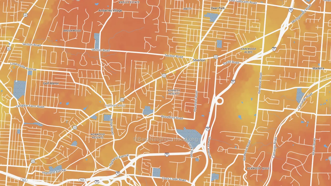 Bike Grade map of Kennedy Heights, Cincinnati, OH