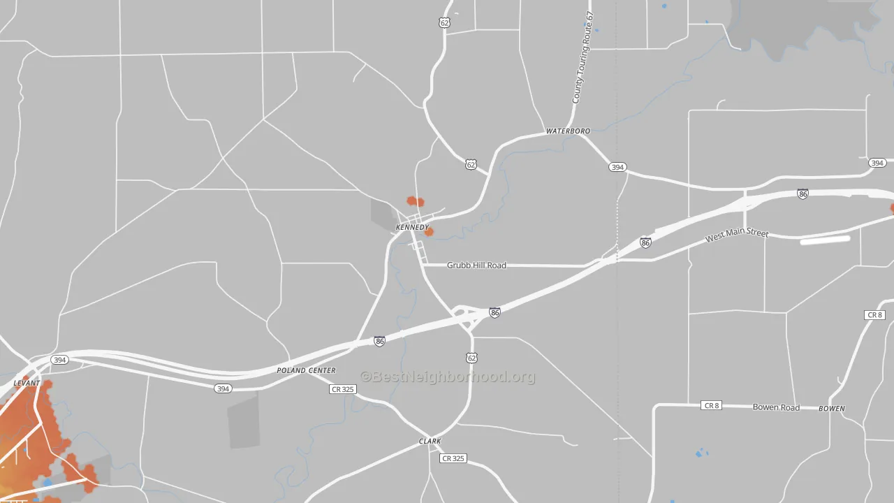 Bike Grade map of Kennedy, NY
