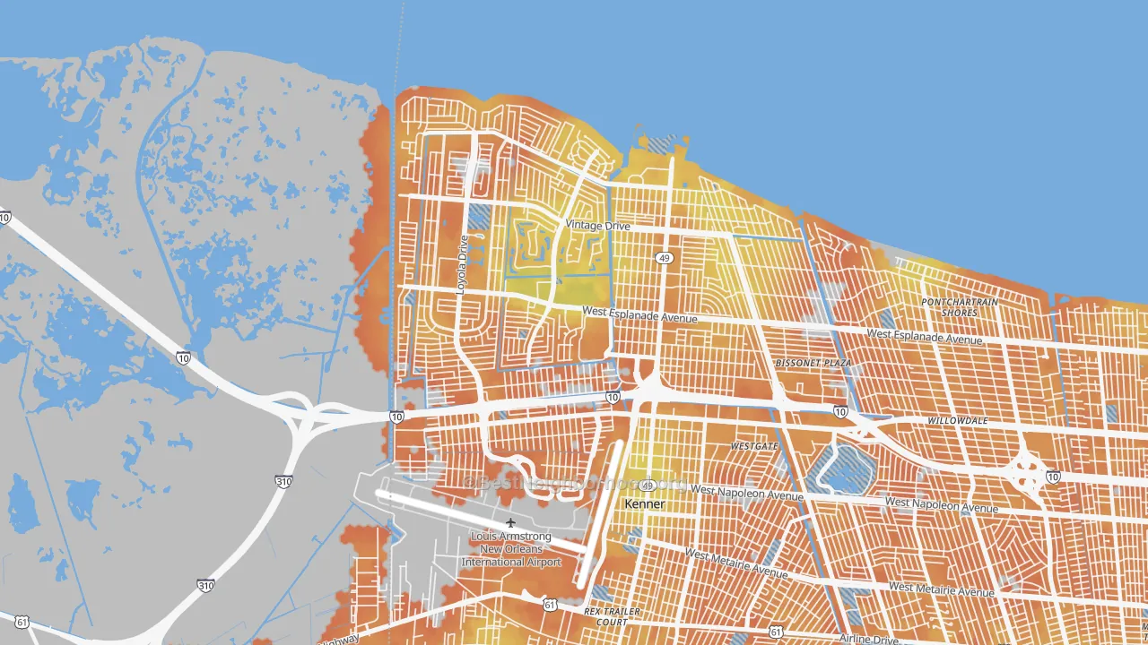 Bike Grade map of Kenner, LA