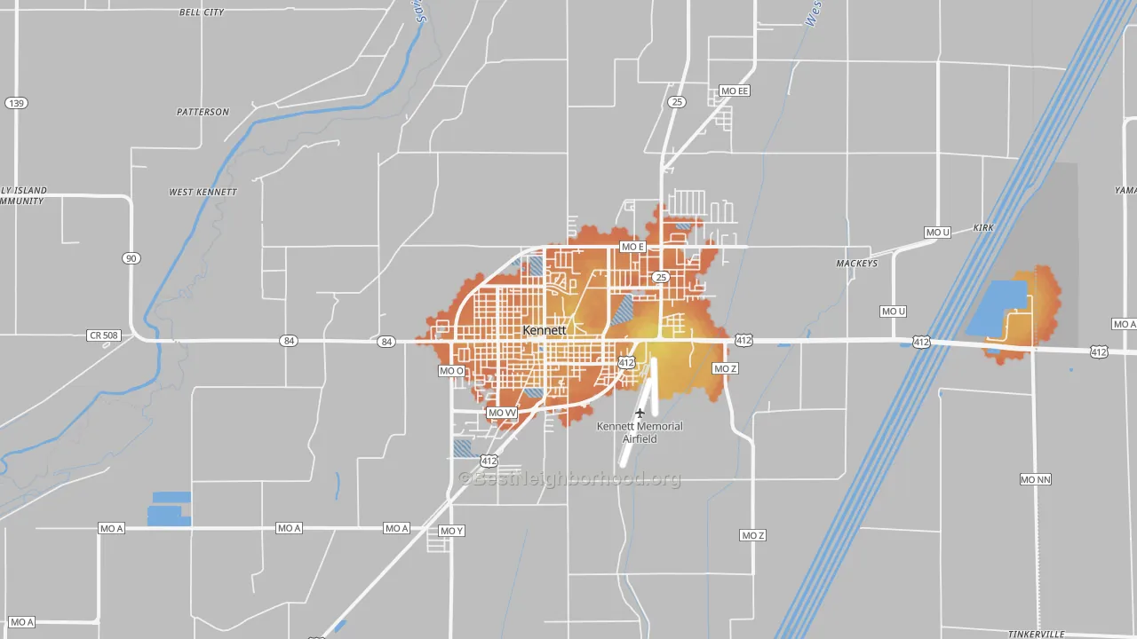 Bike Grade map of Kennett, MO