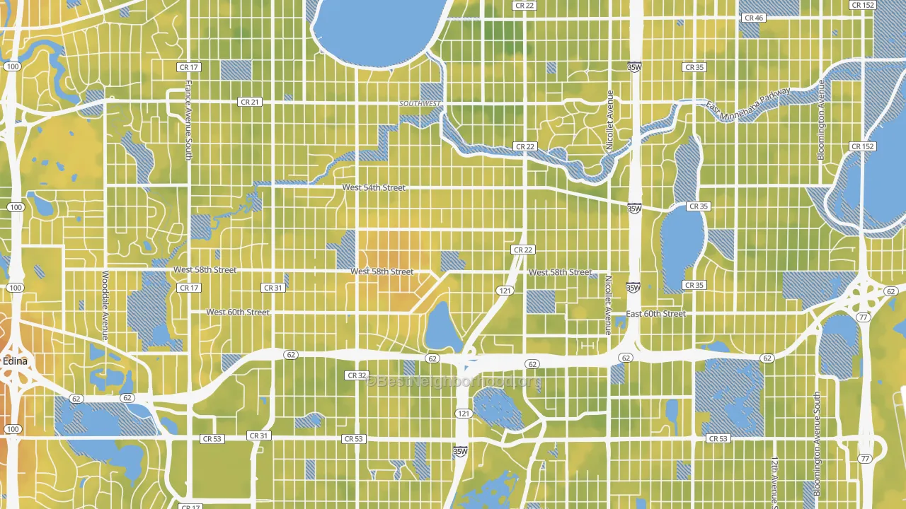 Bike Grade map of Kenny, Minneapolis, MN