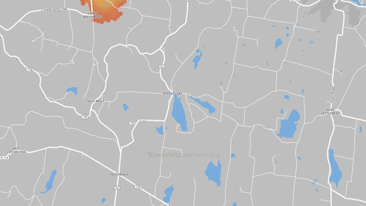 Bike Grade map of Kenoza Lake, NY