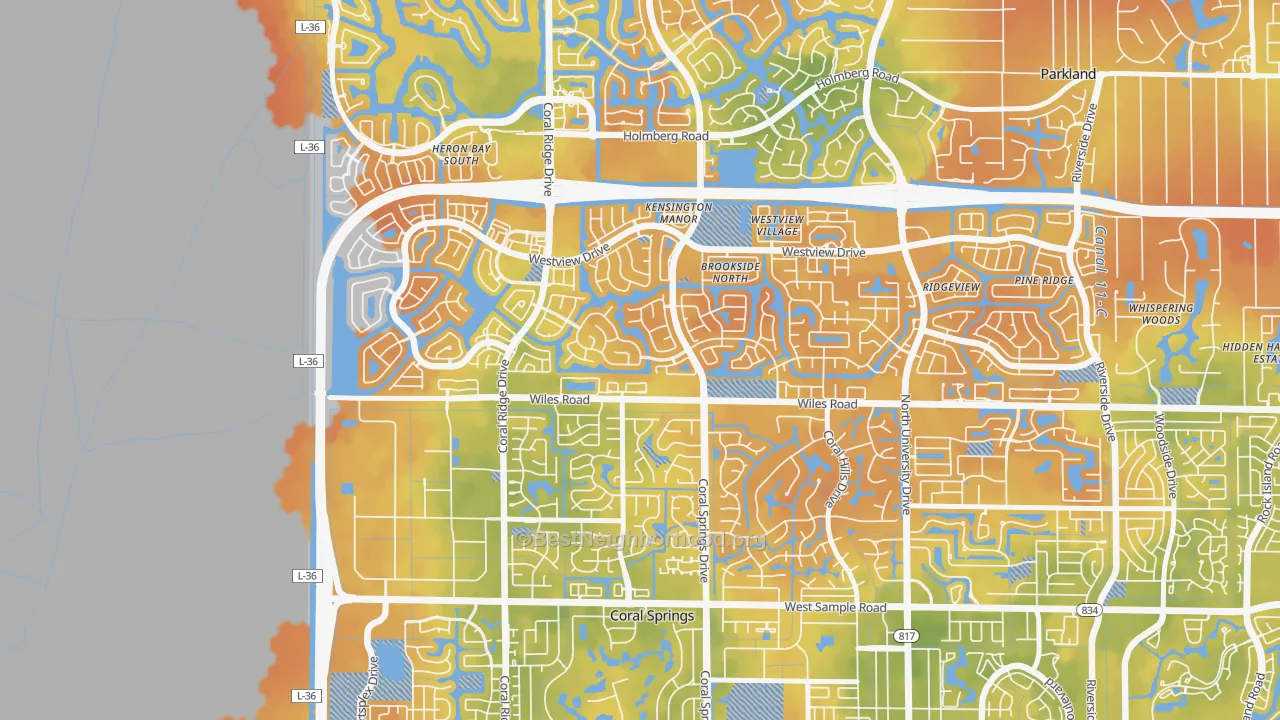 Bike Grade map of Kensington, Coral Springs, FL