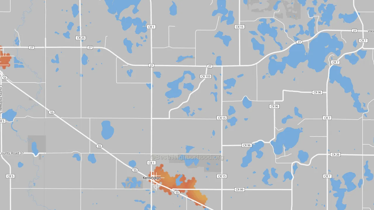 Bike Grade map of Kensington, MN