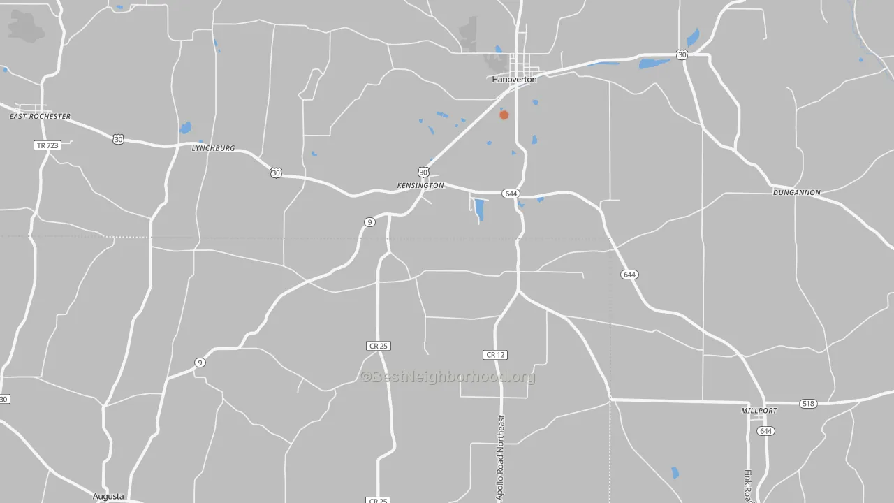 Bike Grade map of Kensington, OH