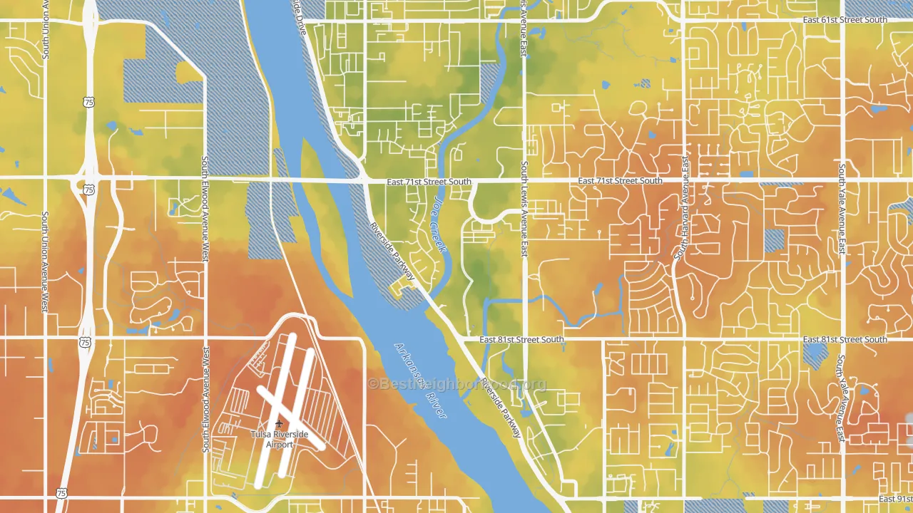 Bike Grade map of Kensington, Tulsa, OK