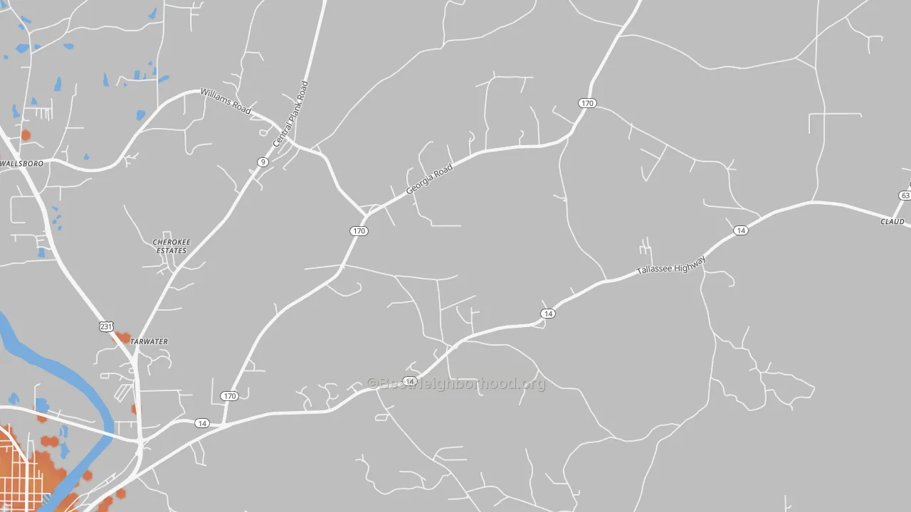 Bike Grade map of Kent, AL