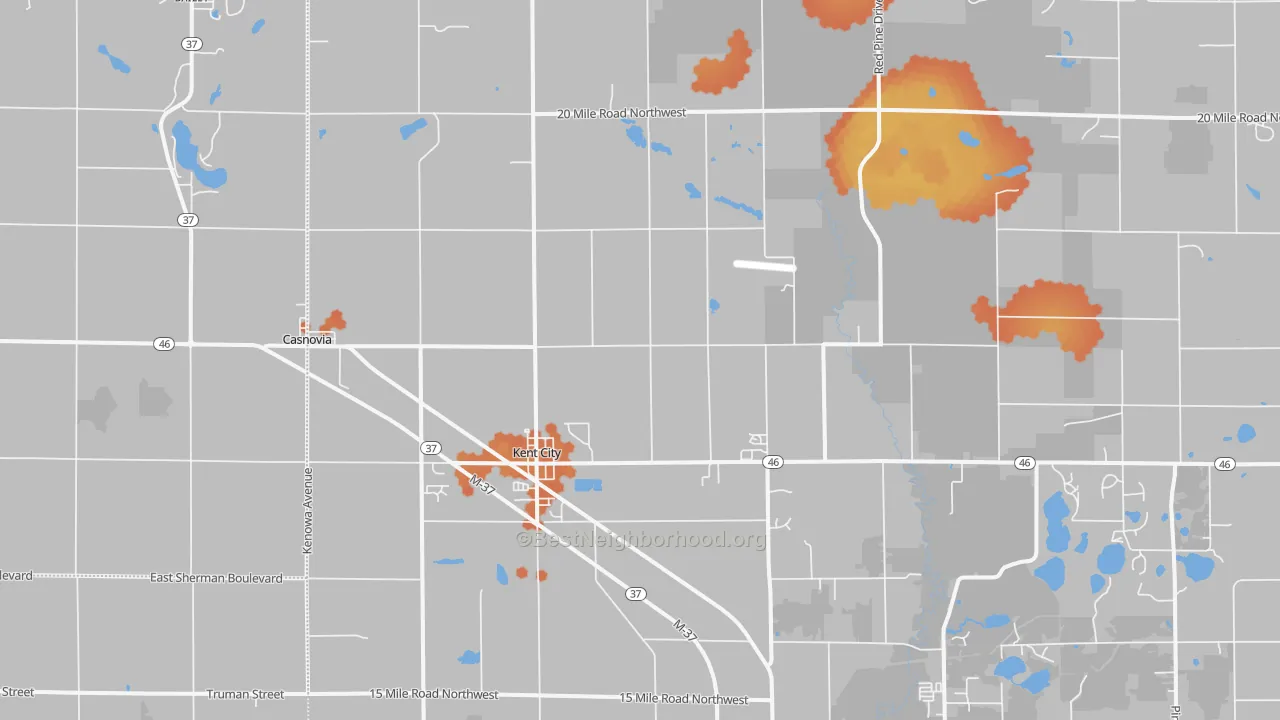 Bike Grade map of Kent City, MI