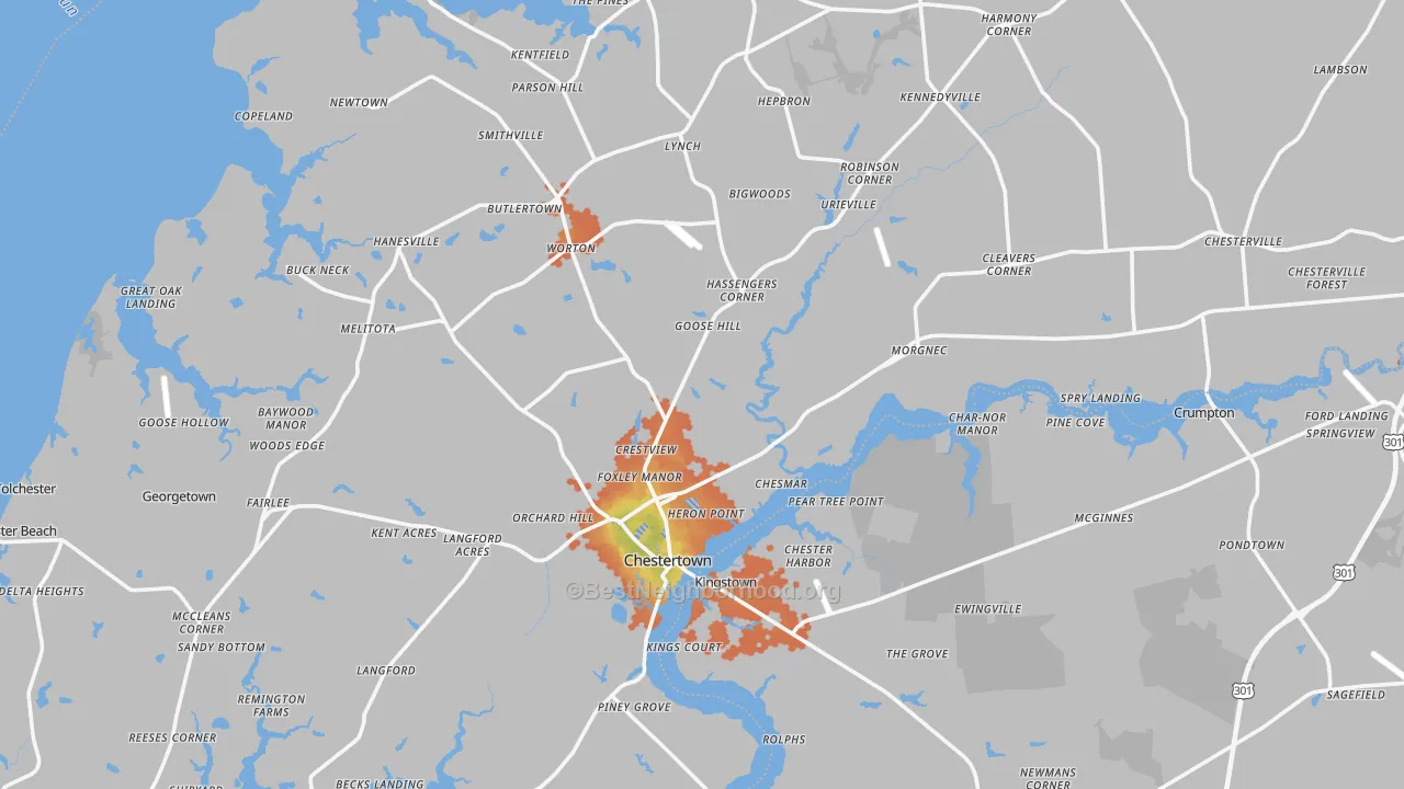 Bike Grade map of Kent County, MD
