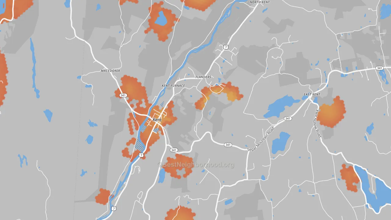Bike Grade map of Kent, CT
