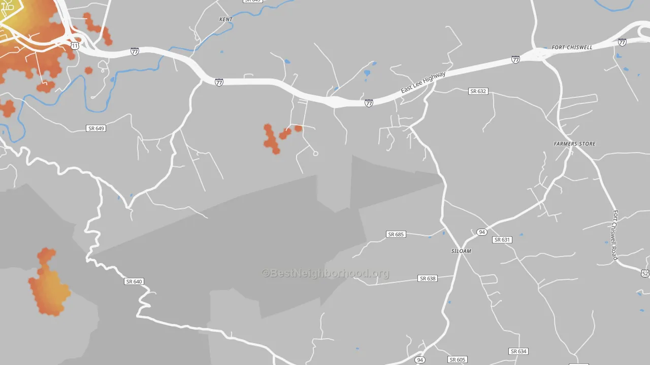 Bike Grade map of Kent, VA