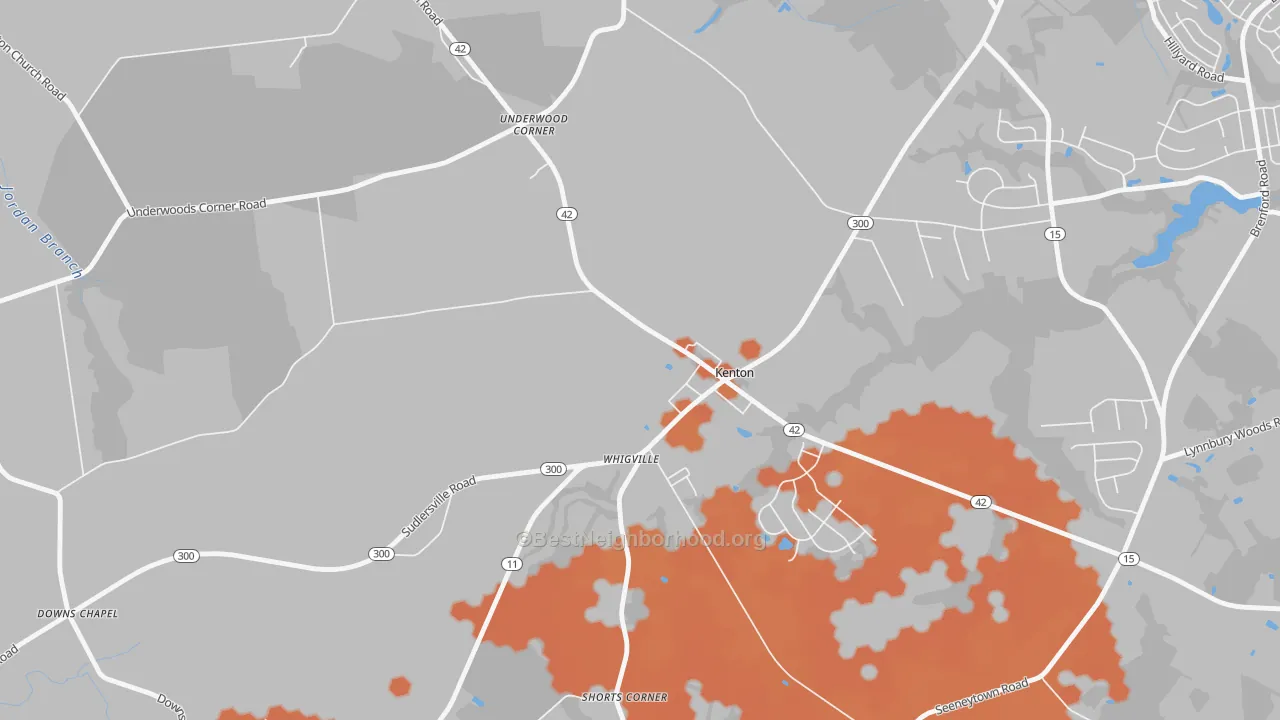 Bike Grade map of Kenton, DE