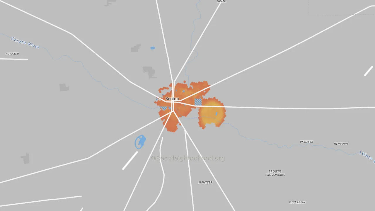 Bike Grade map of Kenton, OH
