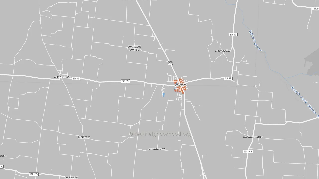 Bike Grade map of Kenton, TN