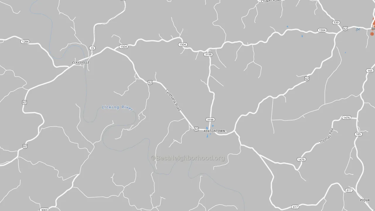 Bike Grade map of Kentontown, KY