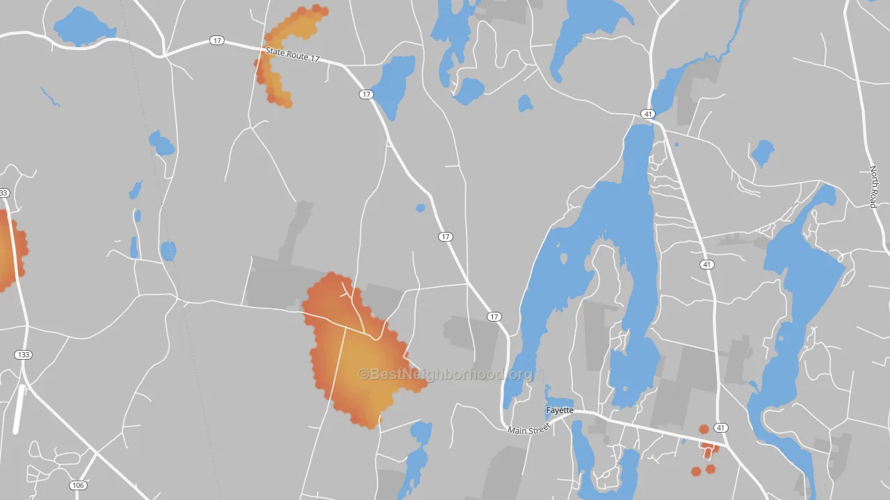 Bike Grade map of Kents Hill, ME
