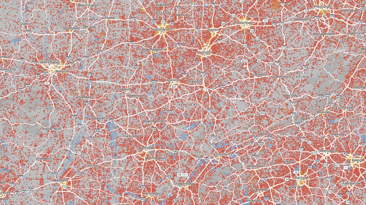 Bike Grade map of Kentucky