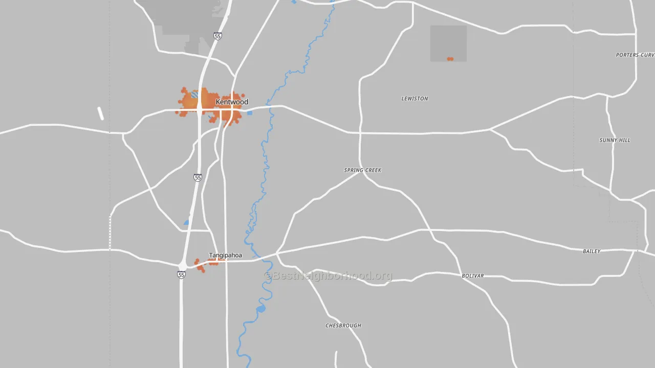 Bike Grade map of Kentwood, LA