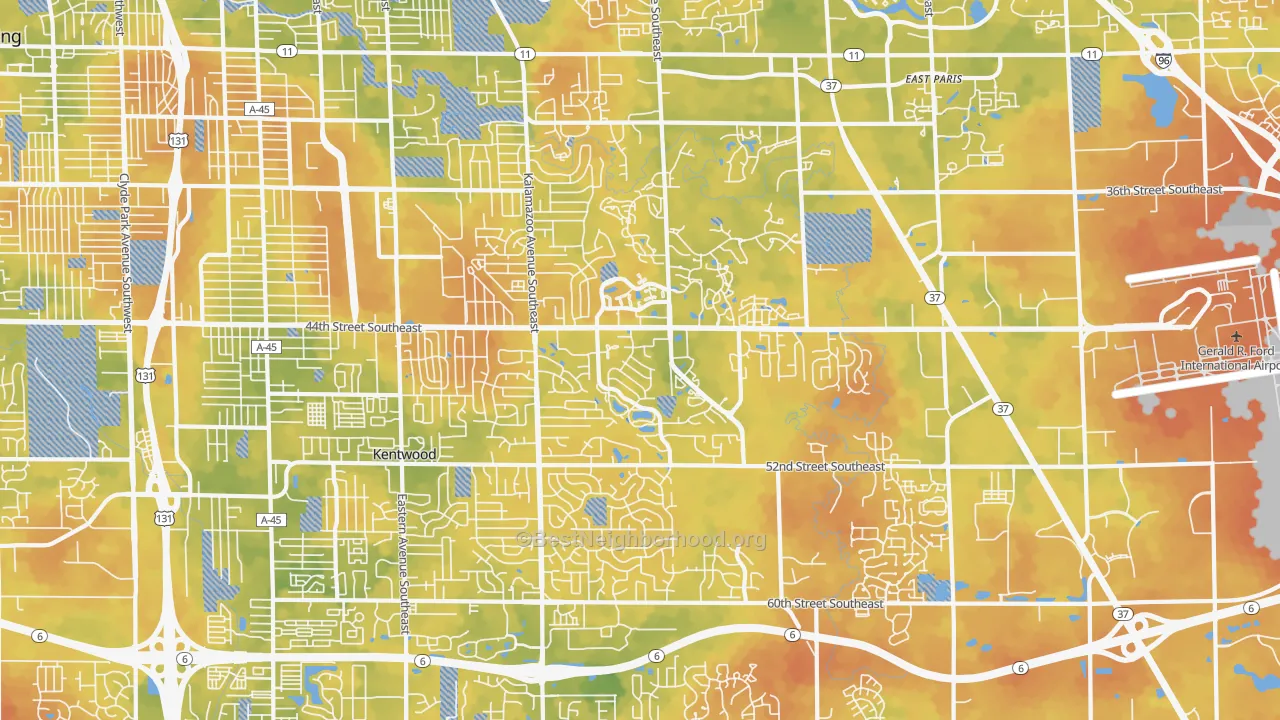 Bike Grade map of Kentwood, MI
