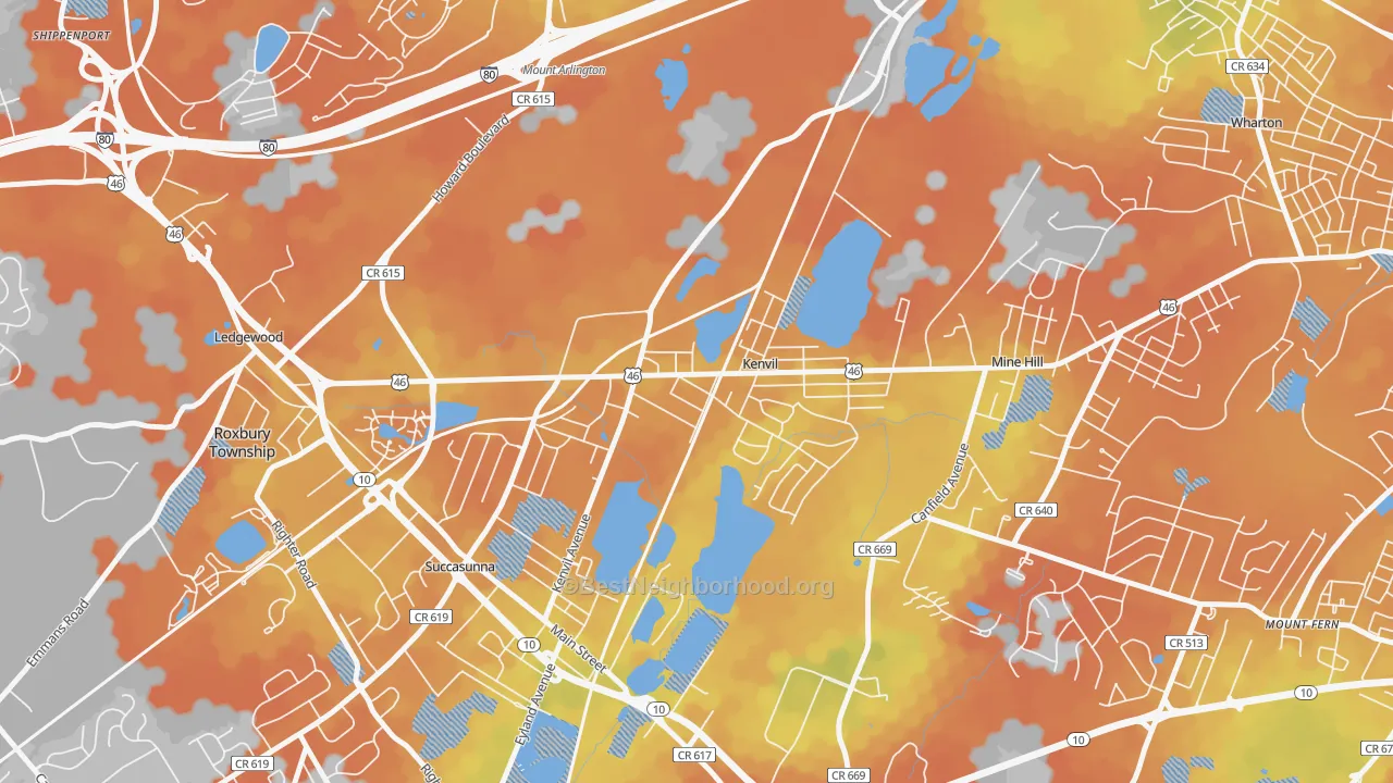 Bike Grade map of Kenvil, NJ