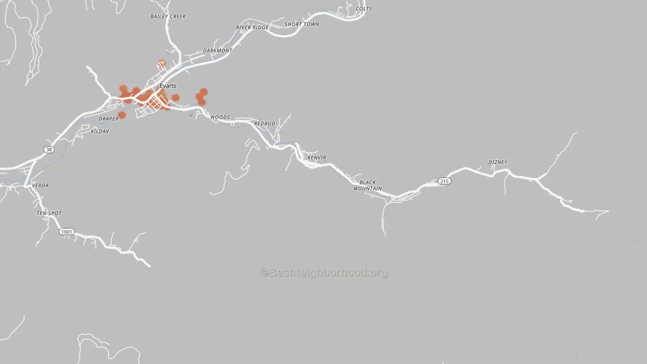 Bike Grade map of Kenvir, KY