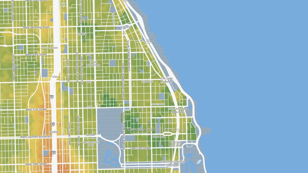 Bike Grade map of Kenwood, Chicago, IL