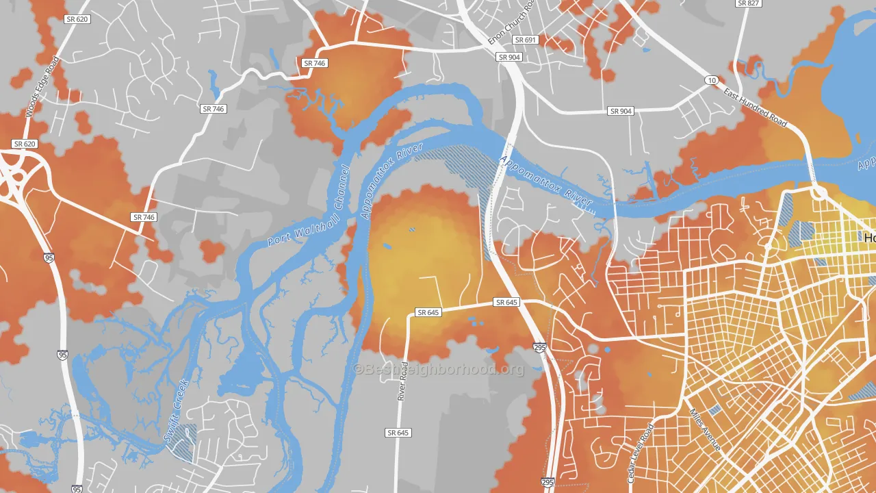 Bike Grade map of Kenwood, VA