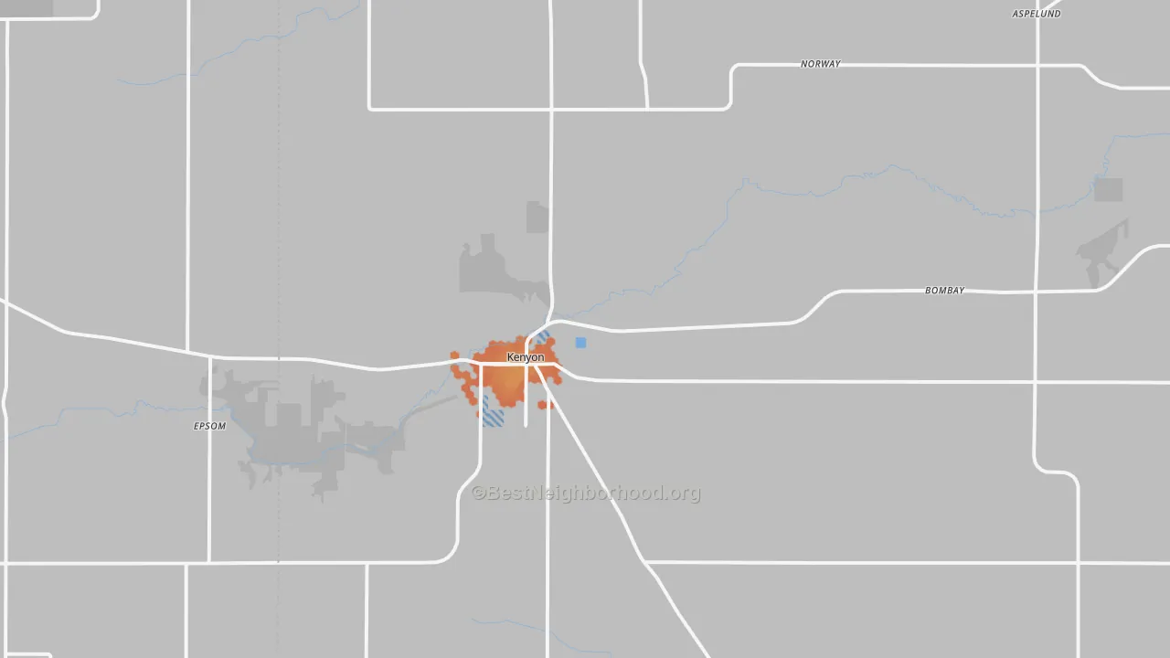 Bike Grade map of Kenyon, MN